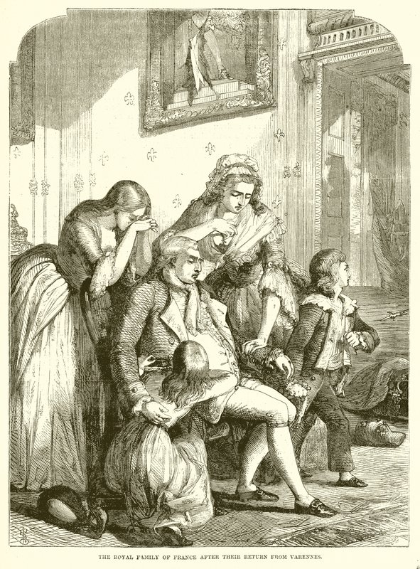 A francia királyi család Verennes-ből való visszatérése után alkotó: English School