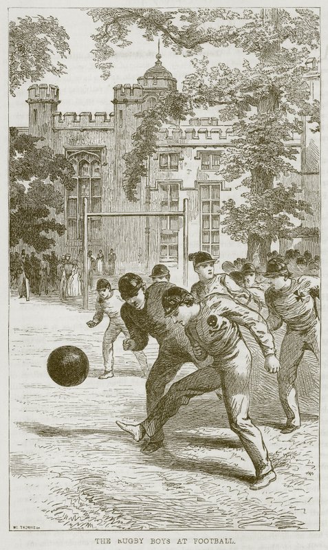 The Rugby Boys at Football, illusztráció a The Boys Own Volume-ból, 1860 körül alkotó: English School