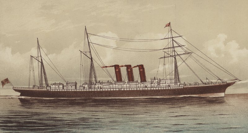 Az SS "New York városa", Inman és nemzetközi vonal (chromolitho) alkotó: English School