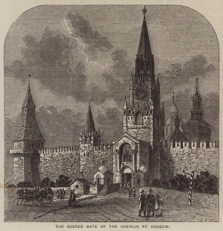 A Kreml szent kapuja Moszkvában (metszet) alkotó: English School