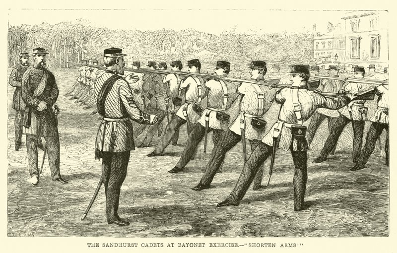 A Sandhurst Cadets Bajonett gyakorlaton, rövidítse le a karját! alkotó: English School