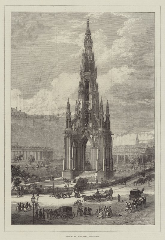 A Scott-emlékmű, Edinburgh (metszet) alkotó: English School