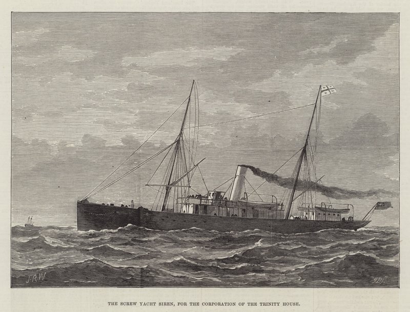 The Screw Yacht Siren, a Trinity House Corporation számára (metszet) alkotó: English School
