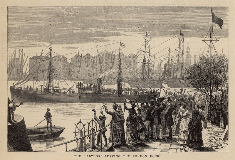 Dr. Livingstone keresése; Az Abydos elhagyja a londoni dokkokat alkotó: English School