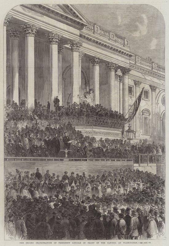 Lincoln elnök második beiktatása a washingtoni Capitolium előtt (metszet) alkotó: English School