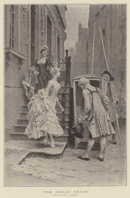 A szedán szék (litho) alkotó: English School