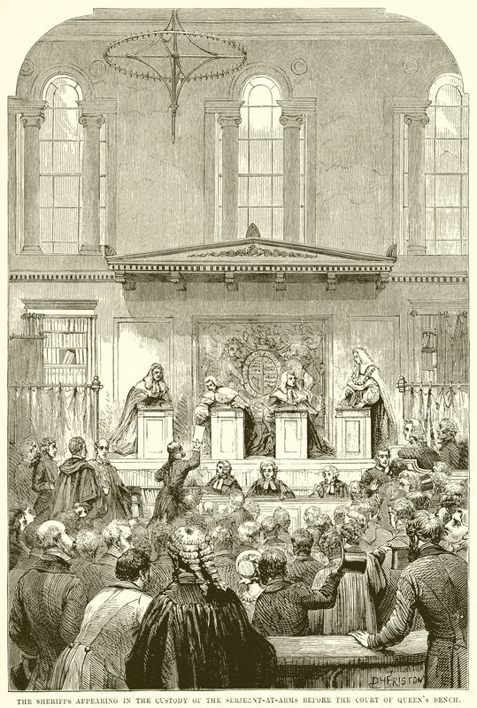 A seriffek a szolgabíró őrizetében a Court of Queens Bench előtt alkotó: English School