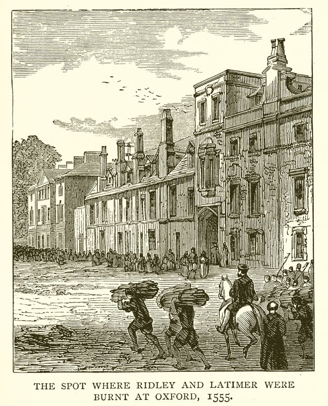 A hely, ahol Ridley-t és Latimert elégették Oxfordban, 1555-ben alkotó: English School