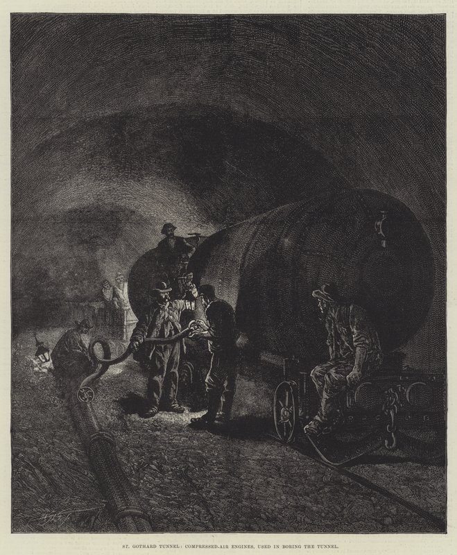 A Szent Gothard-alagút (metszet) alkotó: English School