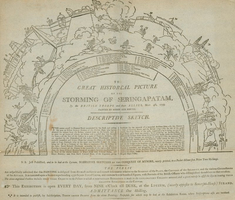 A Seringapatam vihara, Robert Ker Porter festette, panoráma a Lyceumban, Strand, London alkotó: English School
