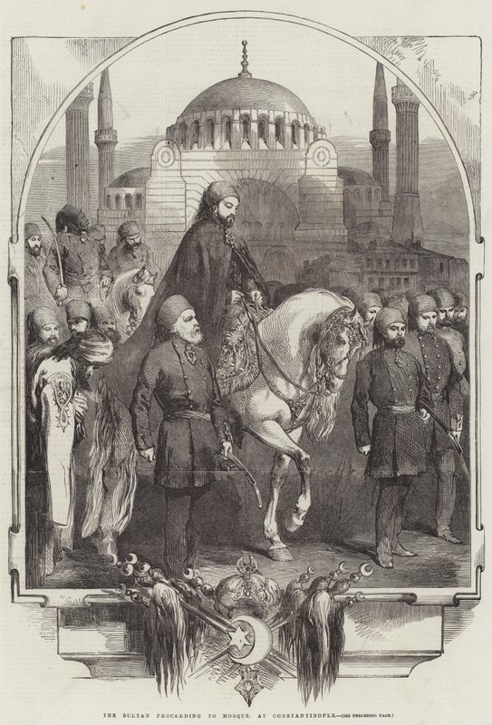 A szultán a mecset felé, Konstantinápolyban (metszet) alkotó: English School