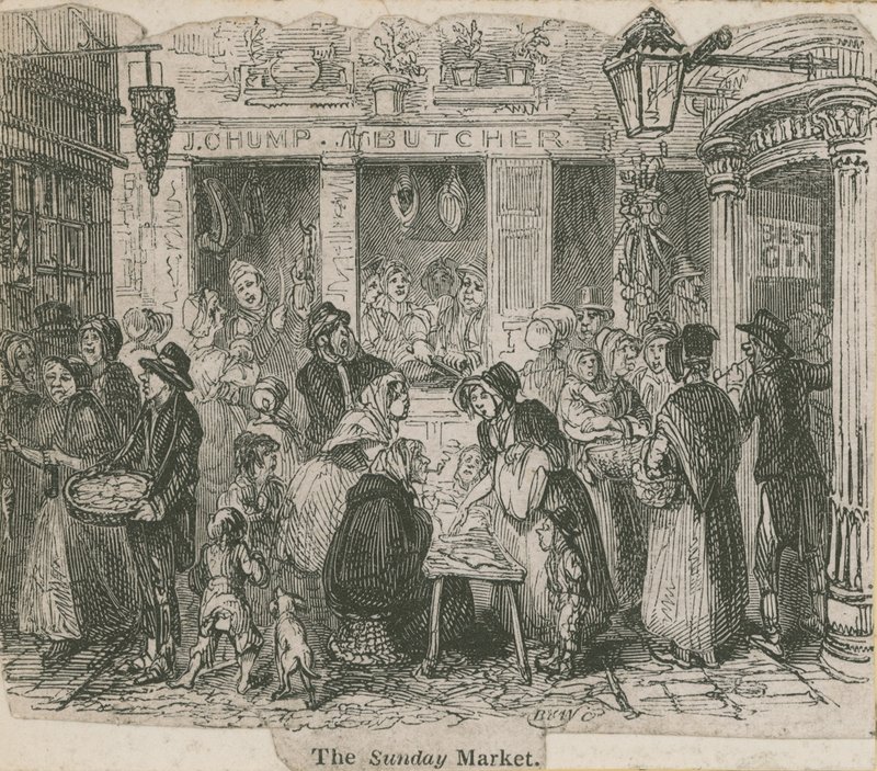 A vasárnapi piac, London alkotó: English School