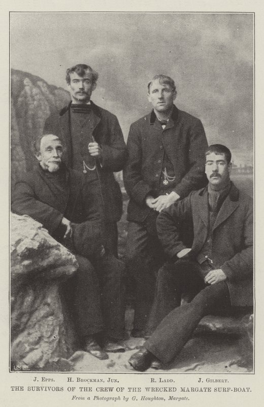 Az összetört Margate szörfhajó legénységének túlélői (metszet) alkotó: English School