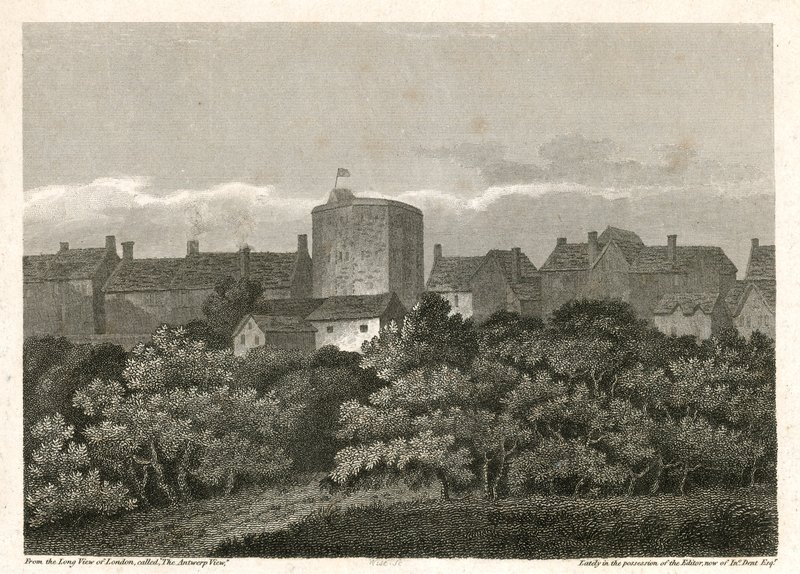 A Hattyú Színház a partparton, ahogyan 1614-ben jelent meg alkotó: English School