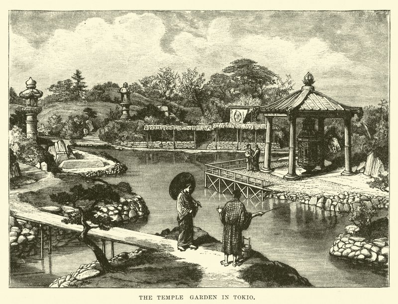 A templomkert Tokióban alkotó: English School