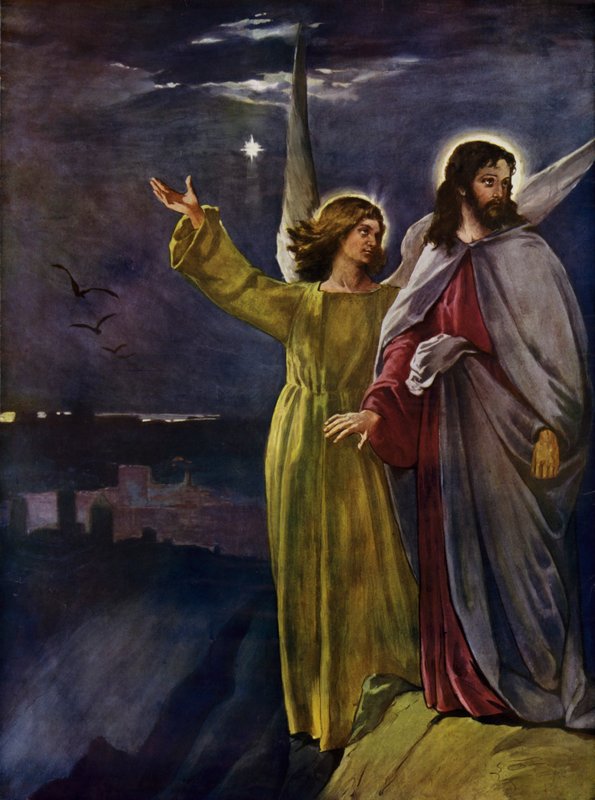 Jézus megkísértése (színes litográfia) alkotó: English School