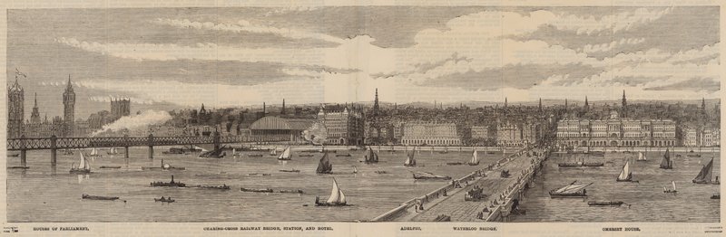 A Temze rakpart a Temze északi oldalán a Westminster palotától a Blackfriars hídig alkotó: English School