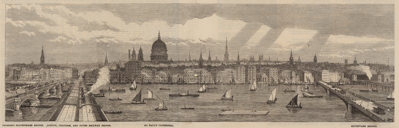 A Temze rakpart a Temze északi oldalán a Westminster palotától a Blackfriars hídig alkotó: English School