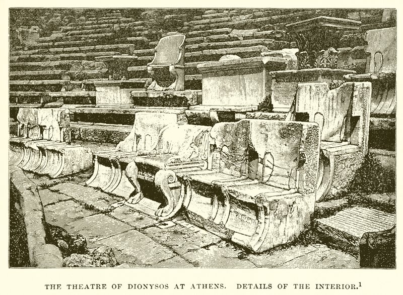 A Dionüszosz Színház Athénban. A belső tér részletei alkotó: English School