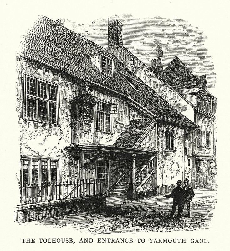 A Tolhouse és a Yarmouth Gaol bejárata (metszet) alkotó: English School