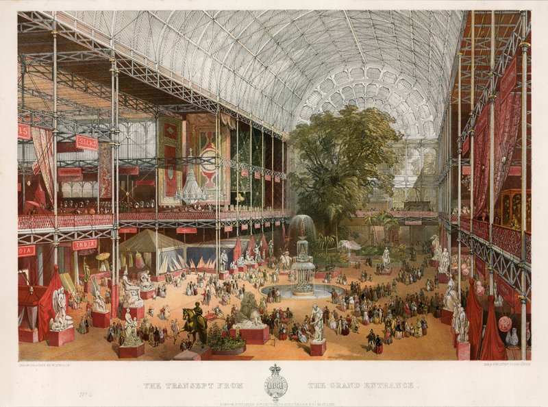 A kereszthajó a nagybejárattól, Nagy kiállítás, 1851 alkotó: English School
