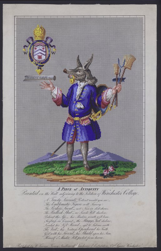 The Trusty Servant, amelyet John Hoskins angol költő festett a hampshire-i Winchester College konyhája melletti falra 1579-ben. alkotó: English School