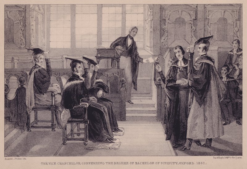 A kancellárhelyettes, aki az Istenség Bachelor fokozatát adományozza, Oxford, 1842 alkotó: English School