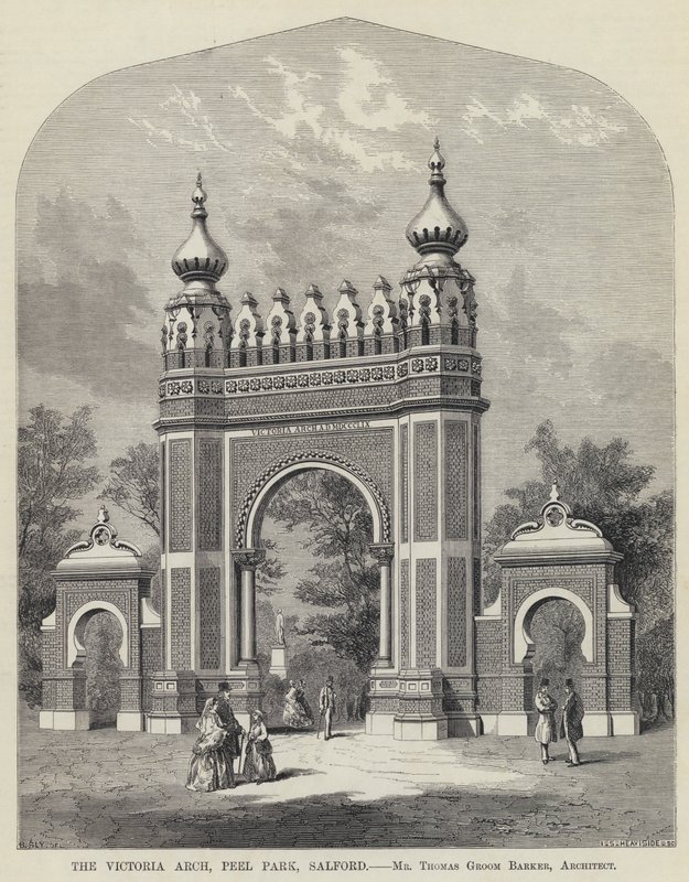 A Victoria Arch, Peel Park, Salford (metszet) alkotó: English School