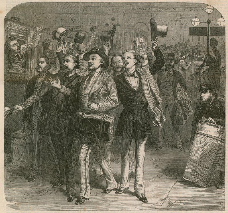 A háború: a poroszok távozása a Charing-Cross pályaudvarról alkotó: English School