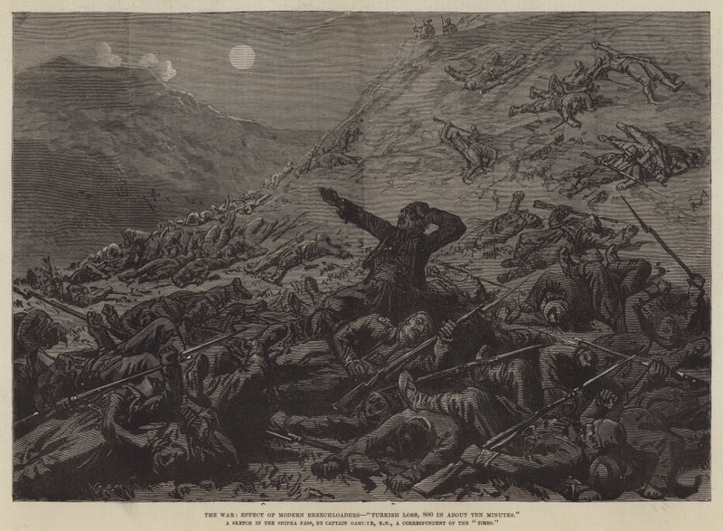 The War, Effect of Modern Breechloaders, "Turkish Loss, 800 in around Ten Minutes" (metszet) alkotó: English School