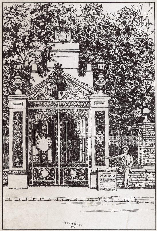 A vízparti bejárat, a Cremorne Gardens alkotó: English School