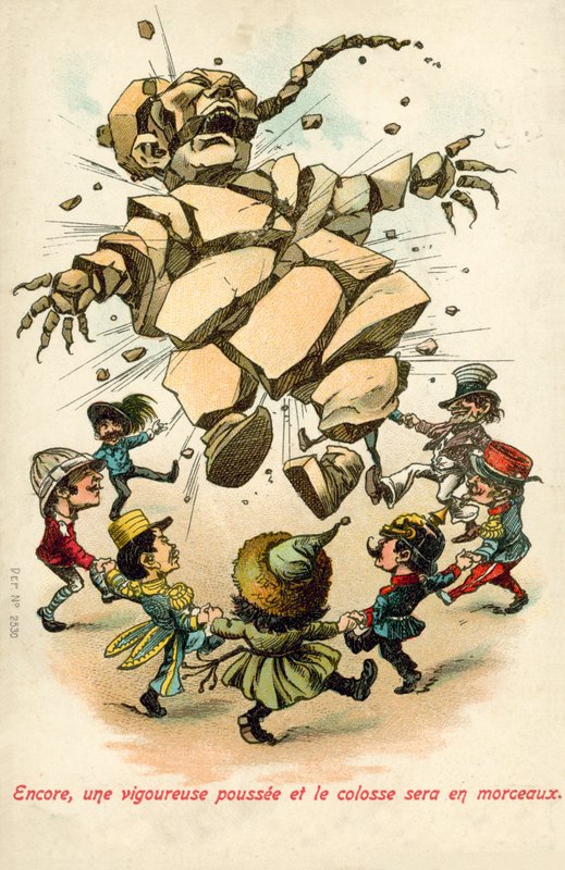 A nyugati hatalmak széthúzzák Kínát (színes litho) alkotó: English School