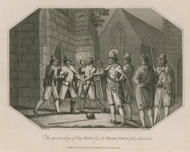 Guy Fawkes elfogása Sir Thomas Knevet és kísérői által alkotó: English School