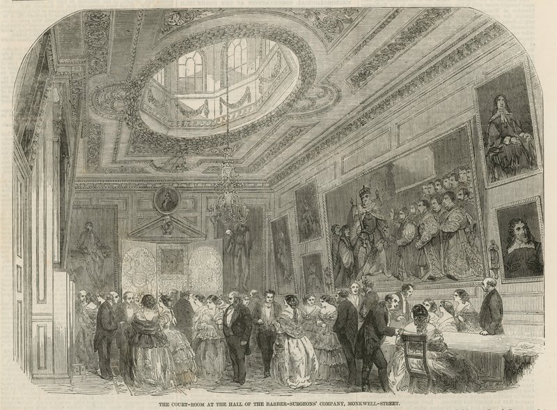 A tárgyalóterem a Barber-Surgeons Company halljában, a Monkwell Street, London alkotó: English School