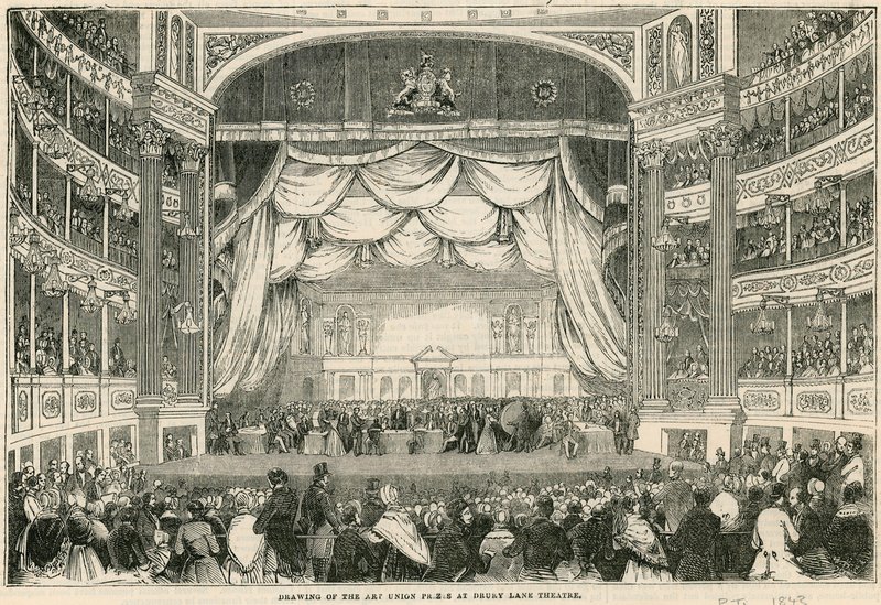Az Art Union díjainak rajza a Drury Lane Színházban 1843-ban alkotó: English School