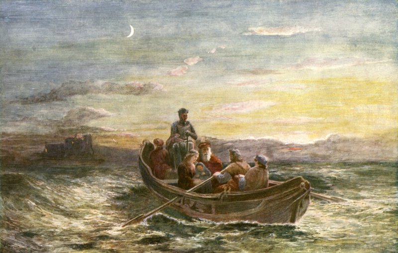 Mária skót királynő szökése a Loch Leven kastélyból alkotó: English School