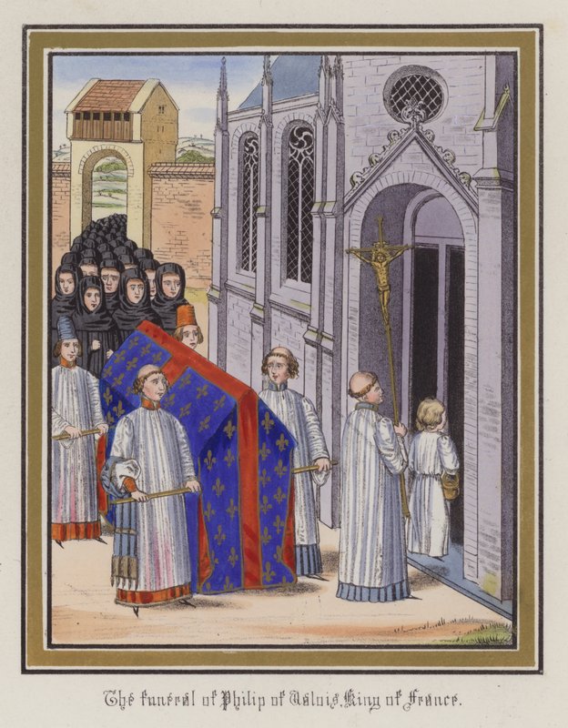 Valois Fülöp francia király temetése (színes metszet) alkotó: English School