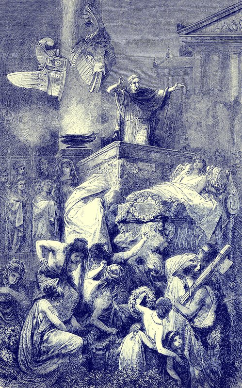 A temetési beszéd egy római hős felett, illusztráció a világ illusztrált történelméből, 1880 körül (digitálisan javított kép) alkotó: English School