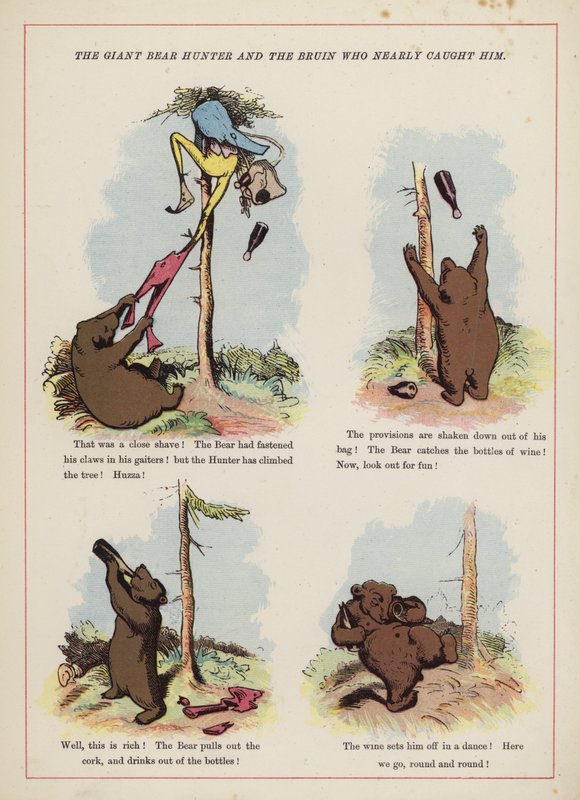 Az óriási medvevadász és a Bruin, aki majdnem elkapta (színes litho) alkotó: English School