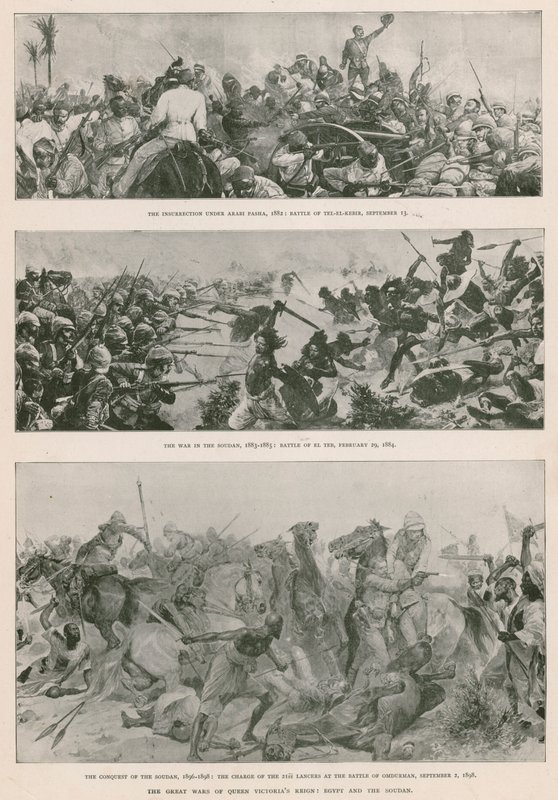 Viktória királynő uralkodásának nagy háborúi: az angol-egyiptomi háború (1882), a Mahdista lázadás (1883-1885) és a britek Szudán meghódítása (1896-1898) (fotogravír) alkotó: English School