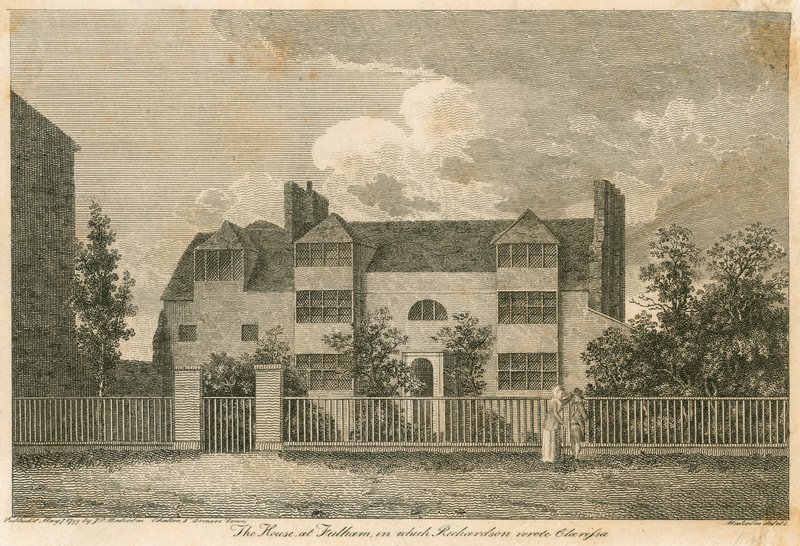 A ház Parsons Greenben, Fulham közelében, Londonban, amikor Samuel Richardson a Clarissát írta alkotó: English School