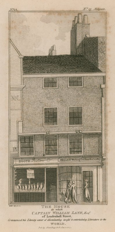 A házban, amelyben a Leadenhall Street-i William Lane kapitány megkezdte irodalmi pályafutását alkotó: English School
