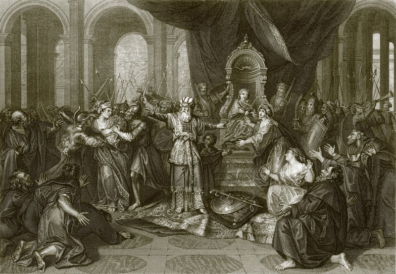 A csecsemő Joás kiáltotta ki a királyt alkotó: English School