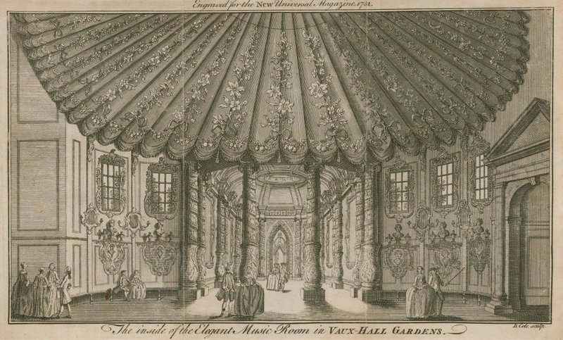 Az elegáns zeneszoba (Rotunda) belseje a londoni Vauxhall Gardensben alkotó: English School