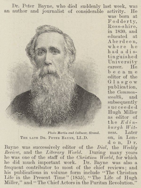 A néhai Dr. Peter Bayne, LLD (metszet) alkotó: English School