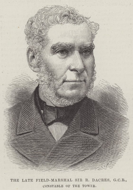 A néhai tábornagy, Sir R. Dacres, GCB, a torony rendőre (metszet) alkotó: English School