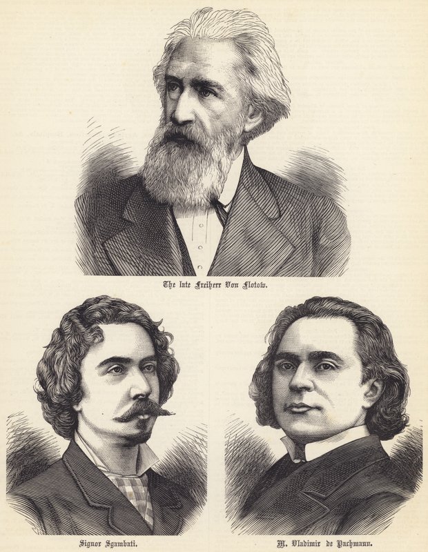 A néhai Freiherr Von Flotow, Signor Sgambati, M Vladimir de Pachmann (metszet) alkotó: English School