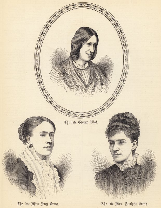 A néhai George Eliot, a néhai Lucy Crane kisasszony, a néhai Mrs. Adolphe Smith (metszet) alkotó: English School