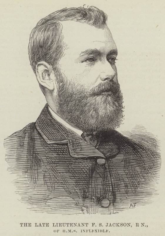 A néhai F S Jackson hadnagy, RN, a HMS Inflexible (metszet) alkotó: English School