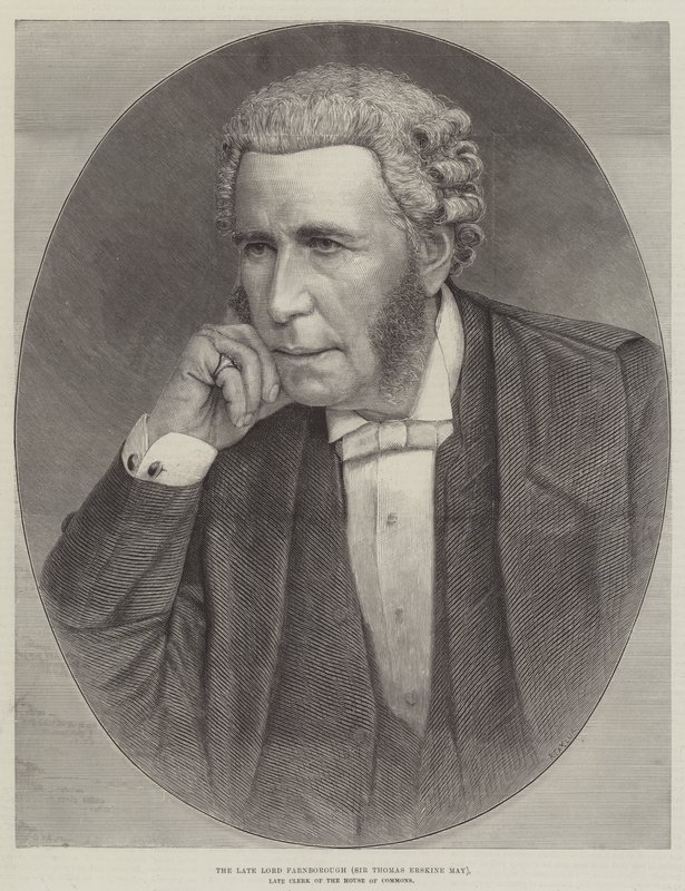 A néhai Lord Farnborough (Sir Thomas Erskine May), az alsóház néhai jegyzője (metszet) alkotó: English School